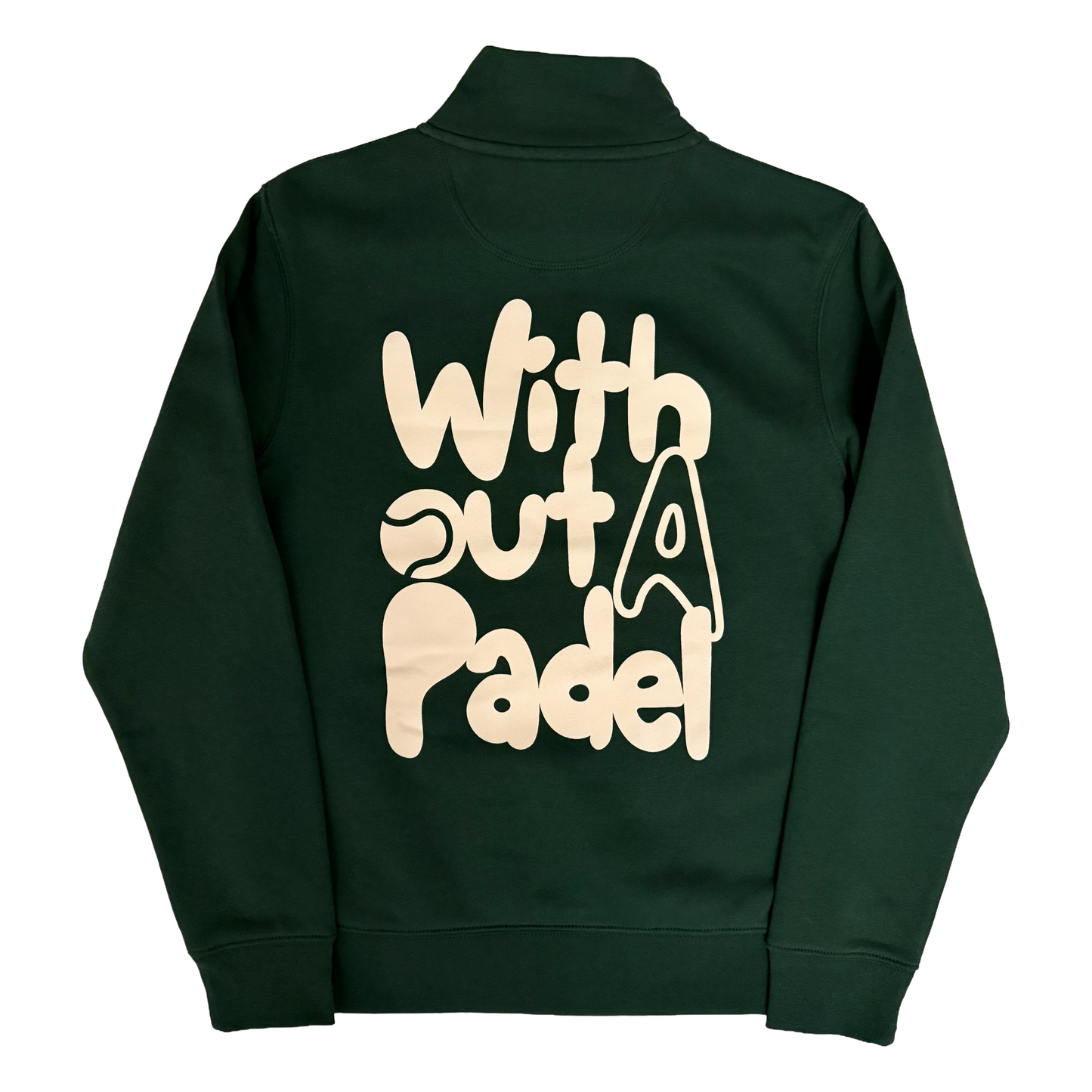 Without a Padel™ Unisex Varsity Green Padel  Q-Zip Jumper